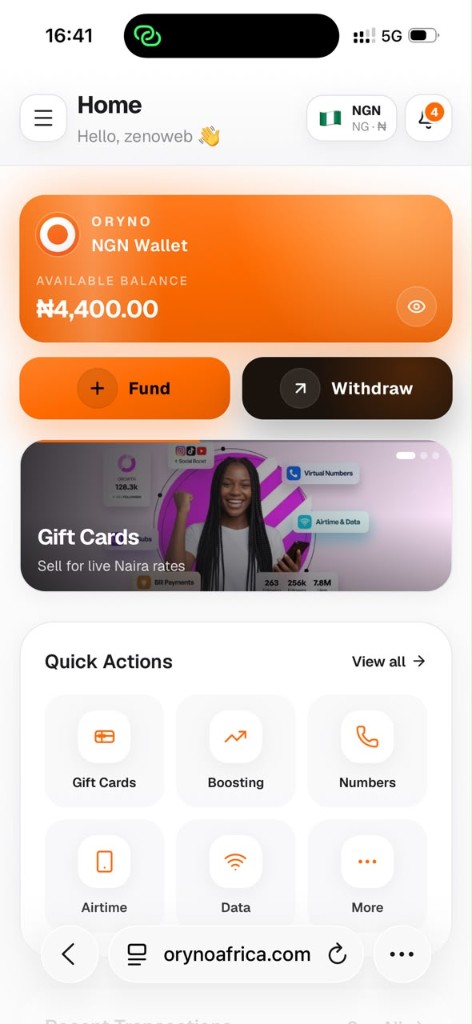 ORYNO home screenshot